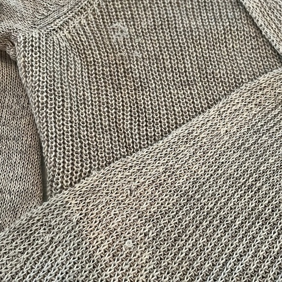 Eileen Fisher Cardigan Sweater Light Gray Open Front Two Texture Knit | size PS - Picture 6 of 6
